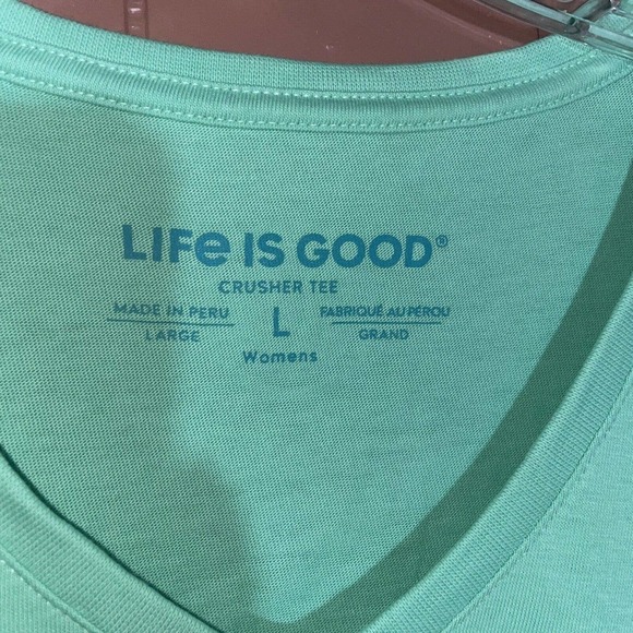 Life is Good Womens Crusher T Tshirt Light Green Large - Picture 3 of 6